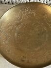 Vintage Chinese Solid Brass Bowl - Hand Engraved Design With Dragons - Asian