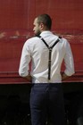 Mens Leather Suspender Braces Y-back Snap Hook Adjustable Belt Trousers