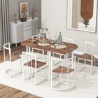 7-piece Industrial Dining Table Set W  6 Stools  Space-saving Kitchen  breakfast
