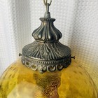 Vintage Retro Amber Glass Swag Lamp Gold Diffuser Works Bold 20 In H X 12 In W