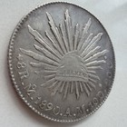 1890 Mo Am Mexico 8 Reales Cap   Rays Silver Coin - Toning
