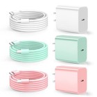  Compatible With Iphone 16 15 Charger Fast Charging  20w White Pink Lightgreen