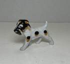 Vtg Black   White Terrier Dog Porcelain 3  Figurine Hand Painted In Japan 