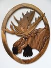 Moose Head Intarsia Wood Wall Art Home Decor Plaque Big Game Lodge New