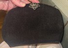 Vintage Art Black Micro Bead Silver Paste Marcasite Made France Clutch Purse Euc