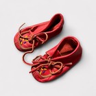 Vintage  60s Pair Of Deerskin Baby Moccasins Red Southwestern  Leather