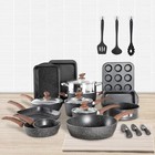 30 Pieces Cookware Set Pots And Pans Set Granite Coated Non Stick Bakeware Set