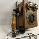 Vintage Rotary Phone Wall Mount Western Electric Walnut Oak Wood