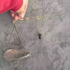 Antique Vintage Brass Hanging Balance Scale Beam Steelyard Pan C  20th Century 