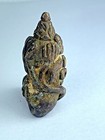 Old Brass Rare Phra Pidta  Yant Holy Statue Luck Fetish Talisman Thai Amulet