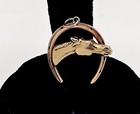 Equestrian Estate 14k Solid Gold Diamond Eye Horse Head Inset Shoe Pendant
