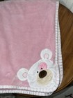 Pitter Patter Pink  White Bear Baby Blanket 30x38