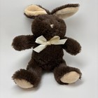 Dan Dee Chocolate Brown Easter Bunny 8  Plush Stuffed Beanbag Animal W Bow