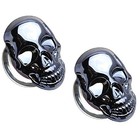 - Glass Metallic Blue Skull Double Flared Ear Plug Gauges  Sold As 12mm  1 2  