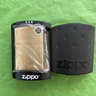 Zippo Usa Brass Finish Lighter With Zippo Display Case  Cigarettes Theme