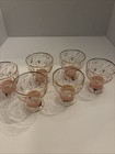 Vtg Mcm Pink And Gold Hand Painted Cocktail Shaker And 6 Cups 1960s Abstract  