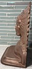Vintage Cast Iron Native American Indian Chief Head Bookend Copper bronze  Wash