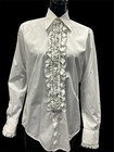 Vintage Aftersix Shirt Mens White Ruffle Tuxedo 70s Disco Big Collar Easy Care