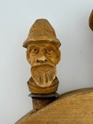 Vintage Hand Carved Wooden Figural Wine Bottle Cork Stoppers Set W  Stand Folk