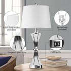 3-way Touch Glass Table Lamps  2   Usb Ports  Dark Grey white  Minimalist