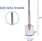 2 Pack Sds-max Shank Bits Chisel-4-1 3 x18  Clay Spade Alloy Steel Digging Shove