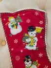 Vtg 1950s Christmas Stocking Red Felt Flannel Snowman Trees Merry Xmas 19 