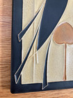 Motawi Tile 4 x8  Black Songbird Cream Gold  facing Right 