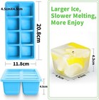 Large Ice Cube Molds 2 Pack  Silicone Ice Cube Tray For Freezer With Lid  8 Gia