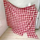 Large 84 X 88 Fabric Antique French Curtain Red Buffalo Check Aged Beautifully 