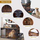 Dog Crate Furniture With Adjustable Dog Bowls  39   l Large Wooden Dog Kennel With