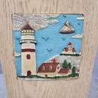 Coastal Nautical Lighthouse Trash Can Waste Bin 3d Relief Beach House Decor 1990