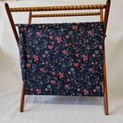Vintage Folding Sewing Knitting Stand Caddy Bag Floral Wood Frame Retro
