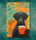 Black Lab Coffee Bar Sign But First Coffee Labrador Dog Funny Metal Tin Wall Art