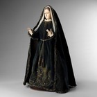 Antique 19th C Carved Wood Polychrome Santos Virgin Mary Madonna Lady Of Sorrows