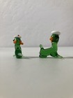 Vintage Tiny Hand Blown Glass Miniature Animal Figurine Trinkets Pair