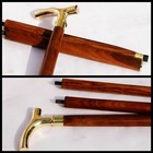 Antique Style Walking Stick Vintage Brass Derby Head Handle Designer Wooden Cane