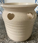 Vintage Ceramic Toothbrush Holder With Amish Quilt Design   Heart Cutouts