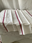 Pair  2  Antique Vintage French Large Linen Red Kitchen Torchon Towels