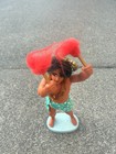 12  Vintage Hawaiin Hula Male With    fire    Torches Vinyl Doll Figurine On Stand