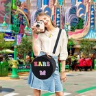 Chenille Letter Bow Mouse Ears Travel Case  Large Round Tote Storage Box