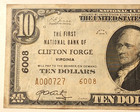 Series 1929  10 Ten Dollars Clifton Forge Virginia National Currency Note