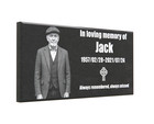 Custom Black Granite Grave Marker 8 x4      Personalized Flat Headstone With Photo