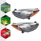 For Mazda 2 2011 2012 2013 2014 Pair Halogen Headlights Clear Lens Black Housing