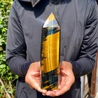 2 14lb Natural Tiger   s Eye Obelisk Quartz Crystal Point Wand Healing