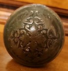 Antique Brass Bronze Door Knob Victorian Embossed Design Round  Patina Primitive