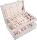 Mebbay 2 Layer Jewelry Organizer Box  Velvet Jewelry Box With Removable Tray