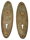 1800 s Antique Door Plate Victorian Style Original Copper   Black Finish Ornate