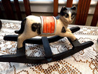 Wood Rocking Cat Kitty Hand Crafted Black   White 10 5 X 3 5 Folklore Rustic Vtg