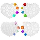 Amaxiu Flower Polymer Clay Molds  4 Pcs Rose Daisy Floral Silicone Miniature
