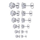 Surgical 316l Stainless Steel Stud Earrings Cubic Zircon Men Women 2pc